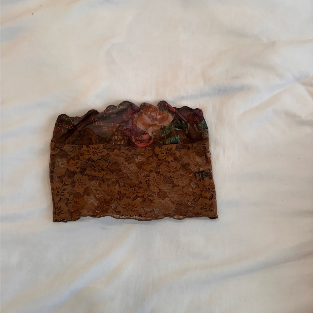 SHEIN Brown Lace tube top